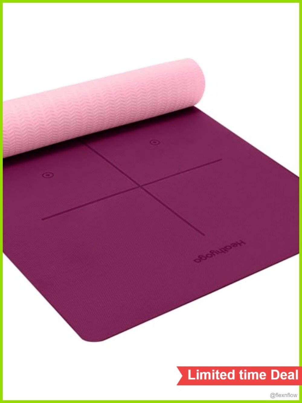 Eco-Friendly TPE Non-Slip Yoga Mat with Alignment Lines and Strap, 72" x 26"